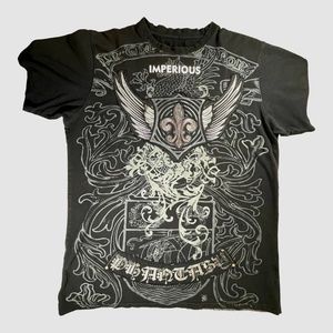 Imperious Phantasy Fleur De Lis Mens Tee Shirt Black Embroidered - Size Large